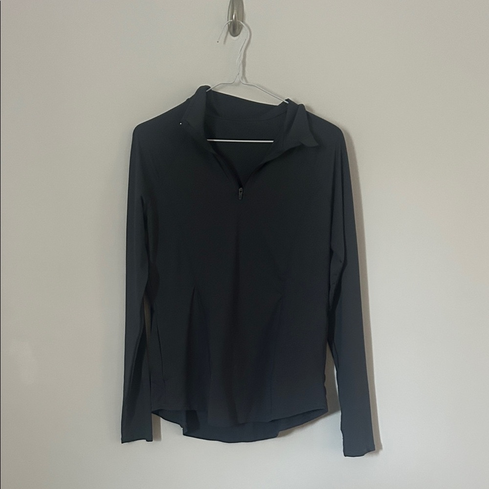 Dark Gray Long Sleeve Quarter-Zip Top